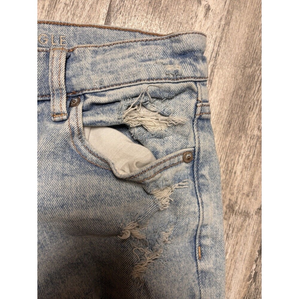 American Eagle Womens Super High Rise Ankle Straight Jeans Size 2 Distressed - Picture 8 of 9